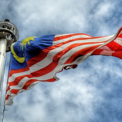 flag of malaysia blowing in wind